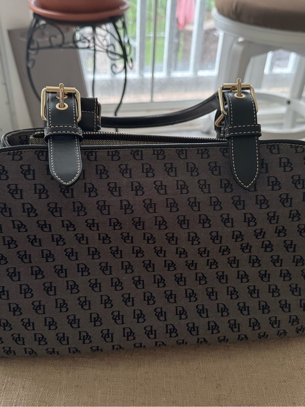 Vintage Donney & Bourke Brown and Black Monogram Shoulder Bag